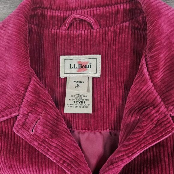 LL Bean Jacket Womens Small Red Corduroy Button Down Pockets - Picture 8 of 9